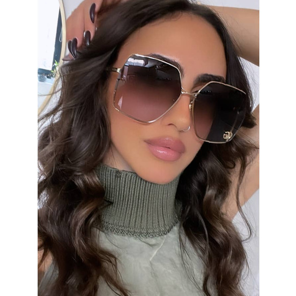 NEW Gucci GG0817S Marmont Logo Oversized Gold Sunglasses - Picture 1 of 9
